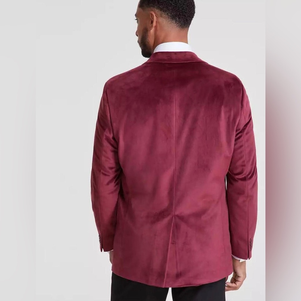 Michael Kors Men's Classic-Fit Velvet Sport Coat ✨ Burgundy Size 42R